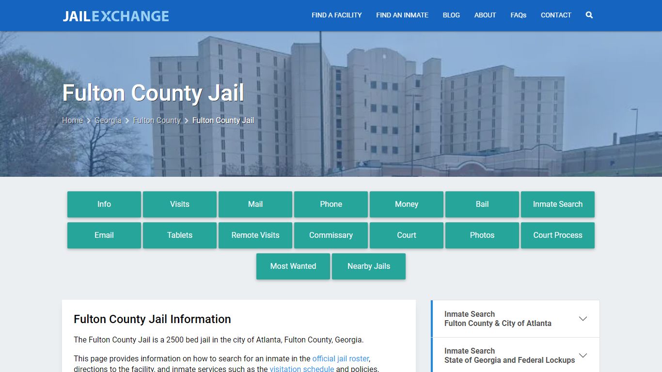 Fulton County Jail, GA Inmate Search, Information