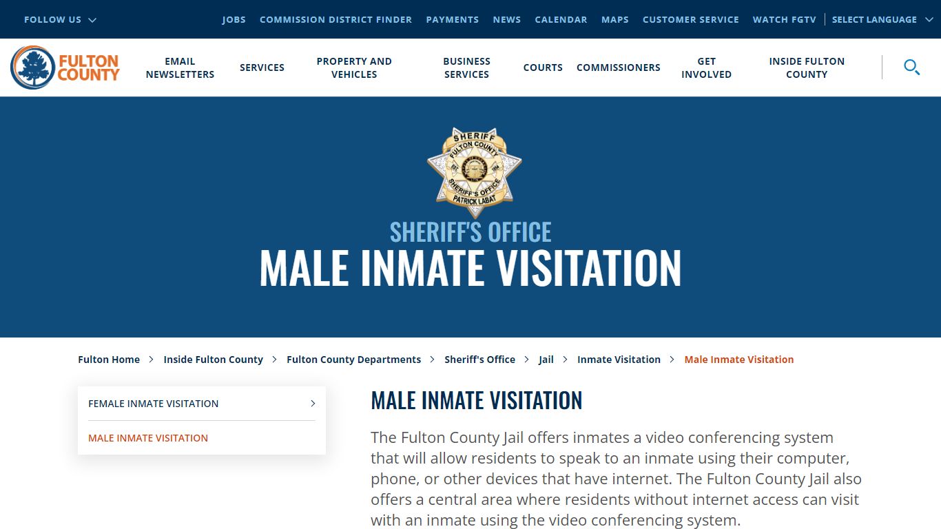 Male Inmate Visitation - Fulton County Government